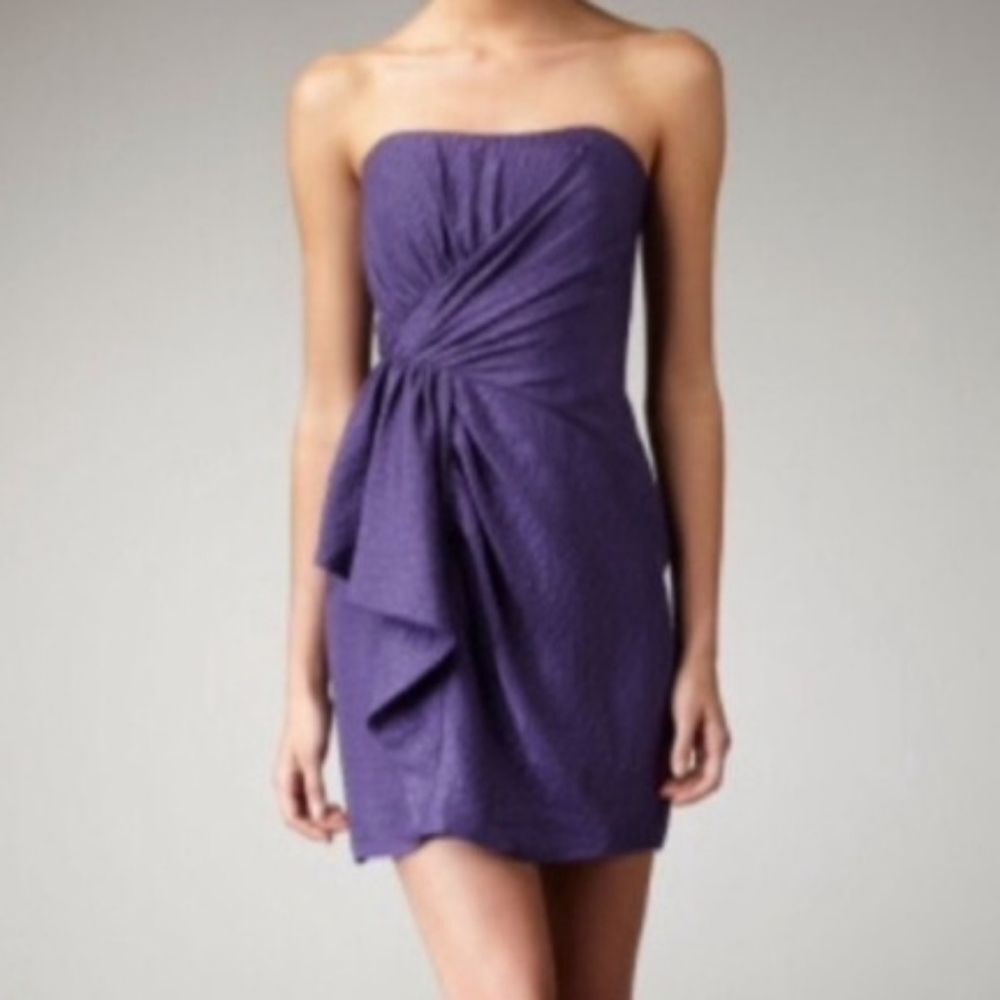 Shoshanna Strapless Purple Silk Mini Dress Size 0 NWT